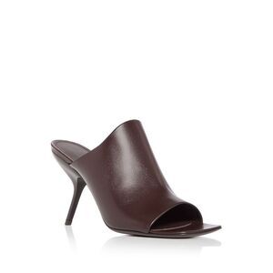FERRAGAMO Womens Brown Padded Era Square Toe Slip On Leather Heeled Sandal 7.5 C